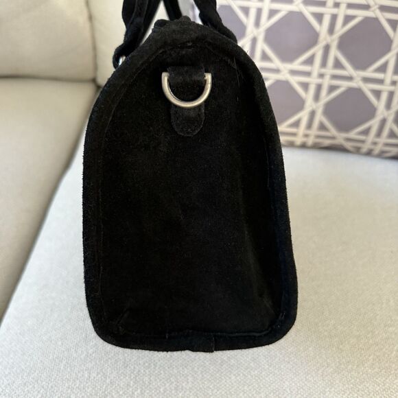 Urban Outfitters Suede Speedy Satchel Crossbody Convertible Leather Black NEW - Picture 6 of 16